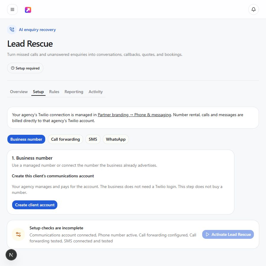 Client account creation before choosing or purchasing a number